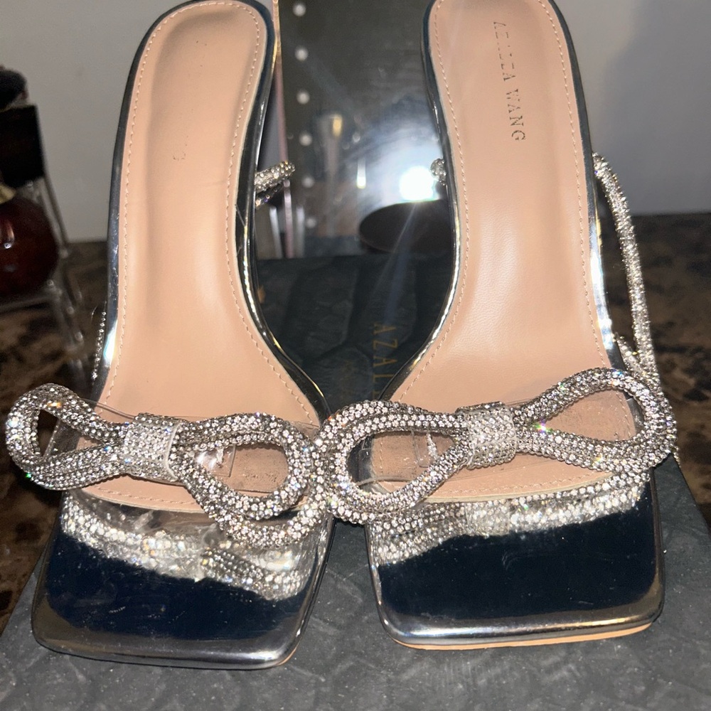Azalea wang diamond bow silver heels